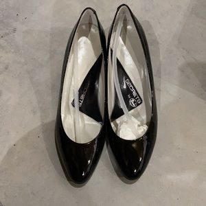 Black patent leather heels